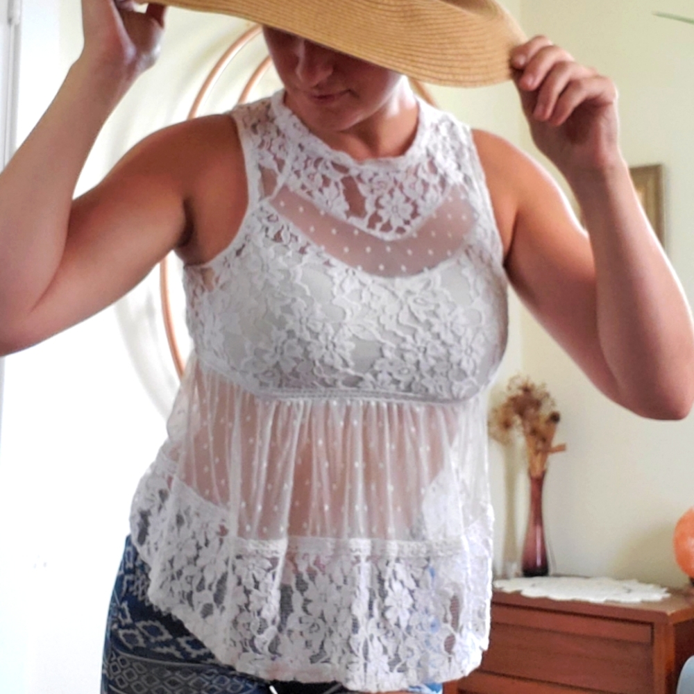 White Lace Monteau Top